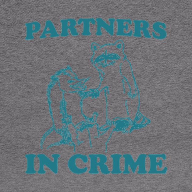 Partners In Crime, Cartoon Meme Top, Raccoon opossum Vintage Cartoon by Y2KERA